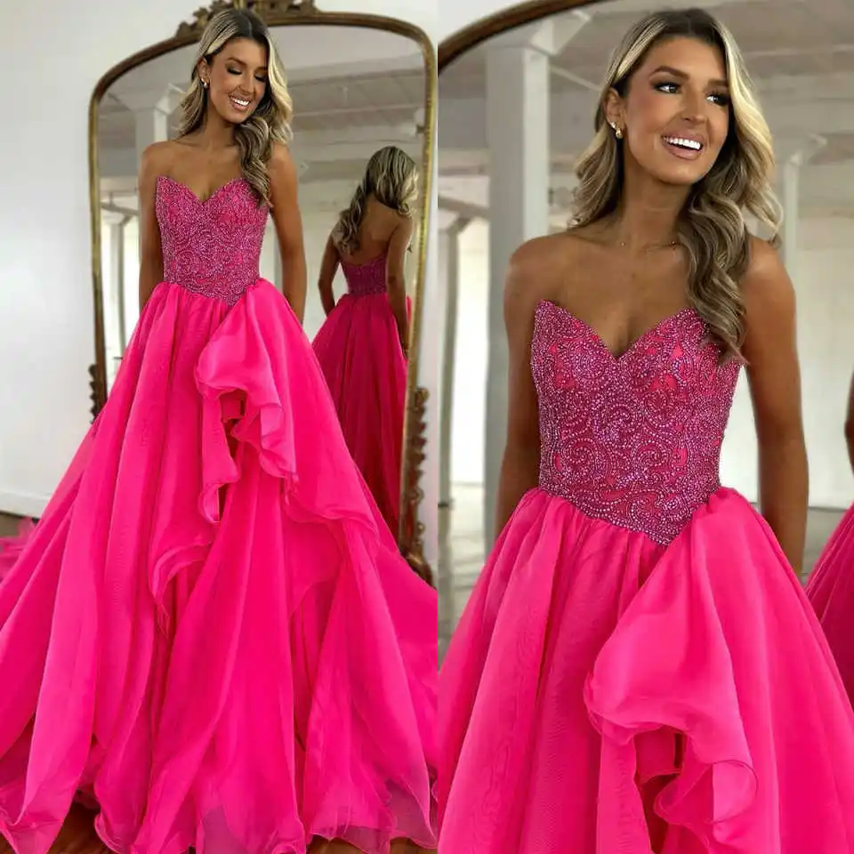 Stylish A Line Wedding Dress Strapless Sleeveless Beading Bride Gowns Pleats Ruched Floor Length Bridal Dresses Customized