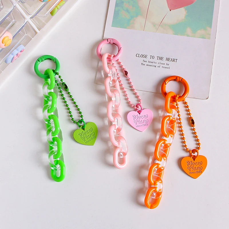 Sweet Cartoon Cute Heart Shaped Keychain Pendant Creative Chain Key Ring Fashion Bag Hanging Decoration Accessories Gifts