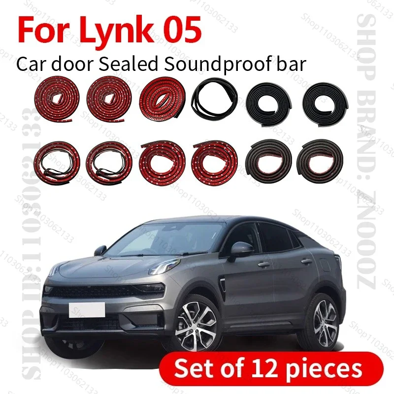 

For 2021-2024 Lynk 05 Car Door Seal Strip Rubber Double Layer Sealing Protector Soundproof Dustproof Seal Strip 12PCS Set