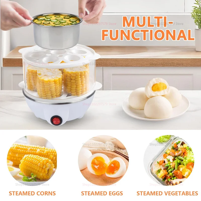 Electric Eggs Cooker Rapid Mini Egg Boiling Machine for Poached Scrambled Omelets Auto Shut Off Kitchen Appliance