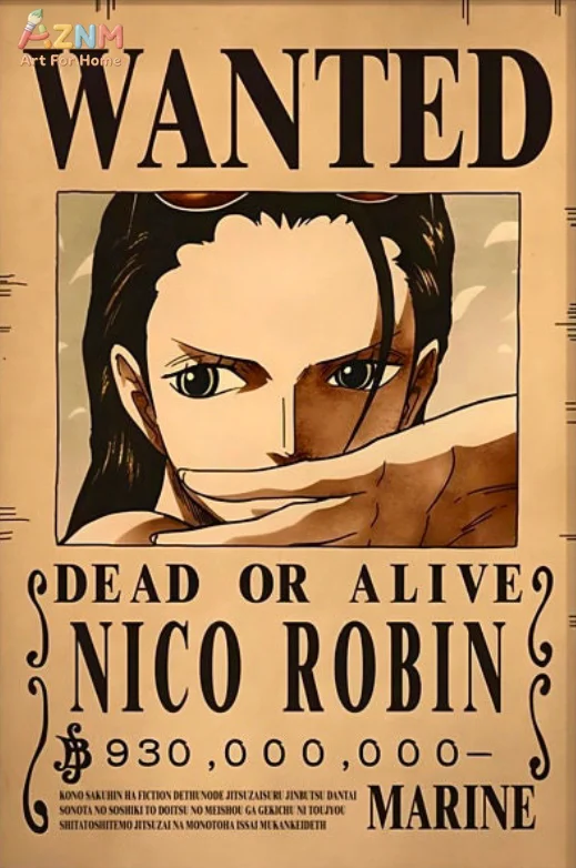 AZNM One Piece Wanted Poster Canvas Print Unframed Vintage Bounty Luffy Zoro Nami Sanji Anime Wall Art Decor Poster