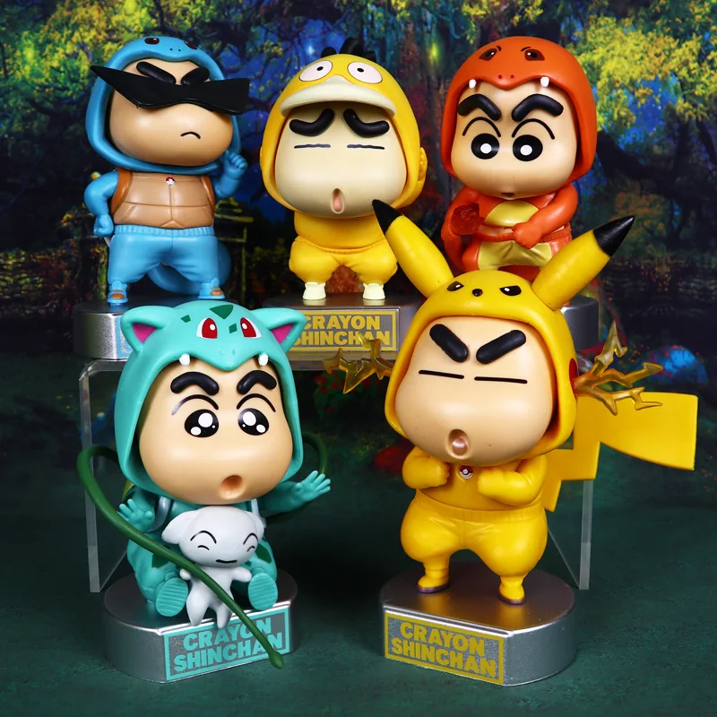 2024 Anime Crayon Shin-Chan Cos Pokemon Pikachu Pvc fatto a mano auto decorare ornamento compleanno di Halloween per bambini raccogliere regalo