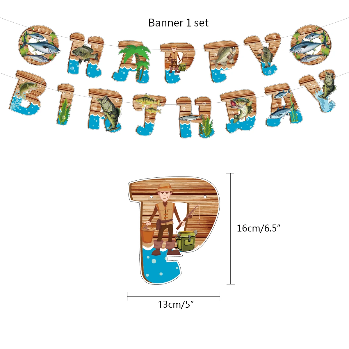 Fishing Birthday Party Balloons Banner Gone Fishing Party Supplies Sunfish Trout Bass Fishing Banner for Adults Retirement Deco