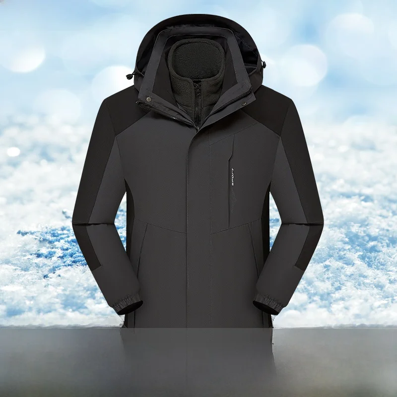 

ex Large Size Tee-in-One Detachable Jaet Outdoor Windproof Fce-Lined Loose Hiking Clothing Upper Body Autumn Winter