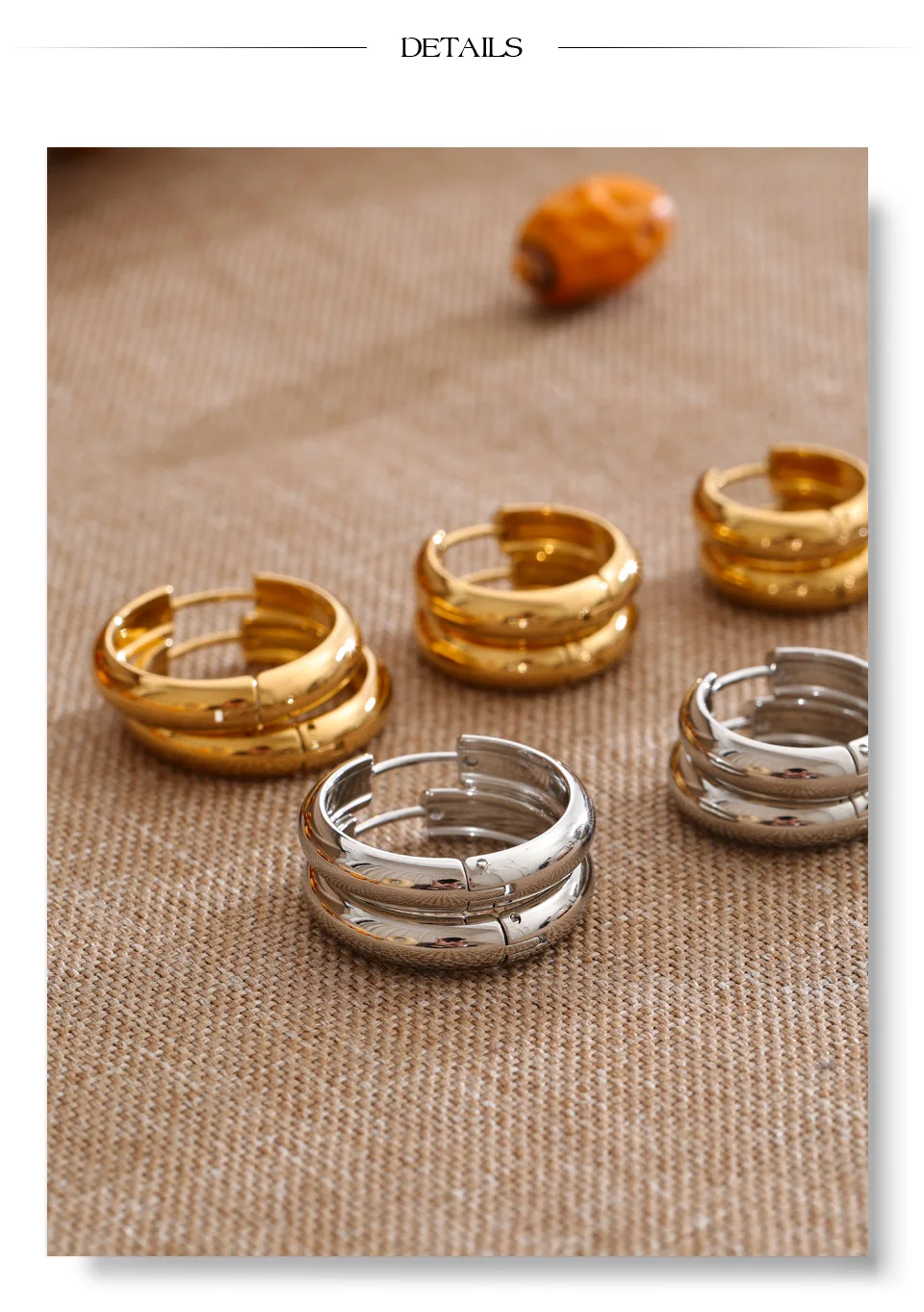 Yhpup Edelstahl-Creolen für alle Anlässe, minimalistischer, vielseitiger, lässiger Ohrschmuck für den Alltag, Großhandel – Detail 2