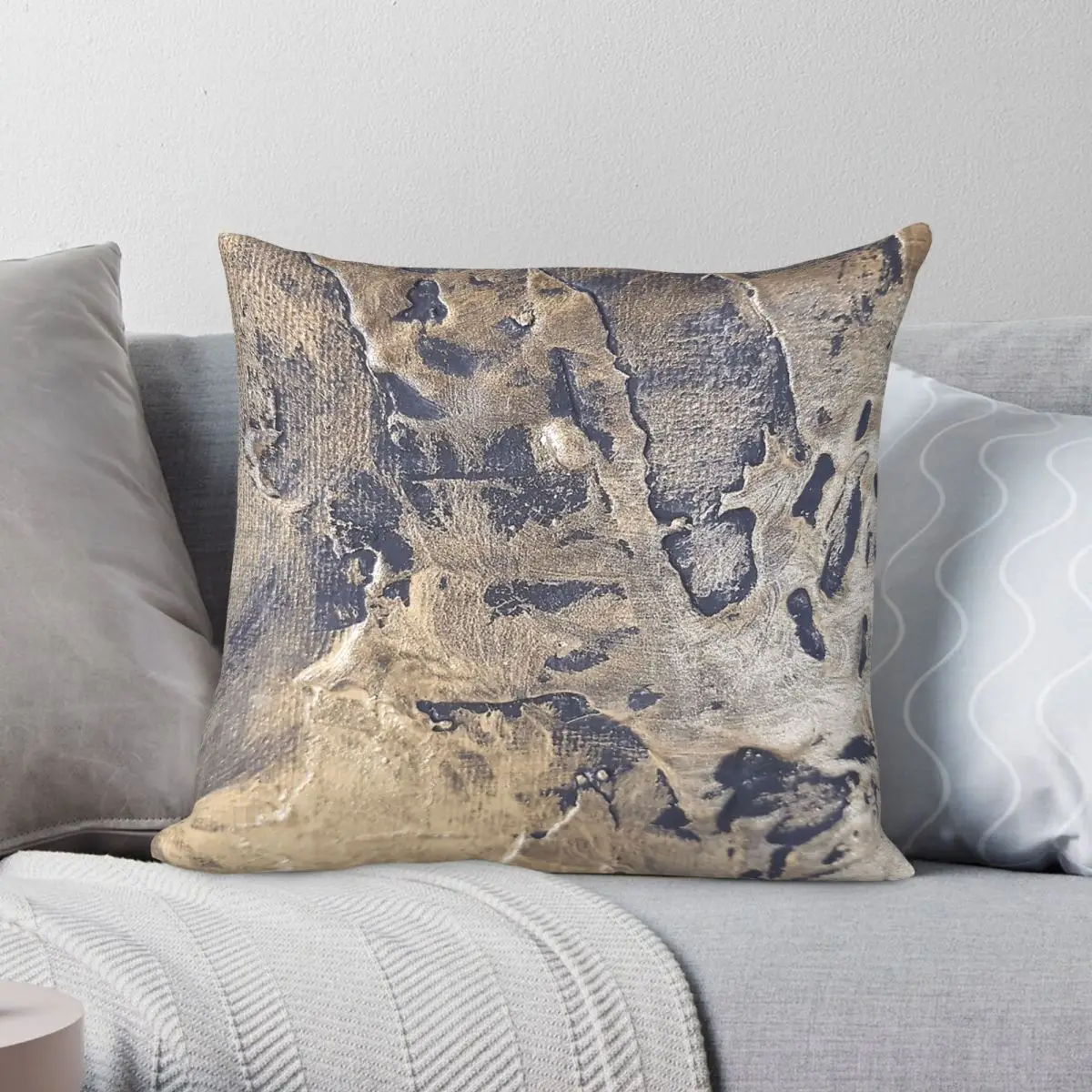 Copper Bronze Metallic Square Pillowcase Polyester Linen Velvet Printed Zip Decor Throw Pillow Case Bed Cushion Cover 45x45
