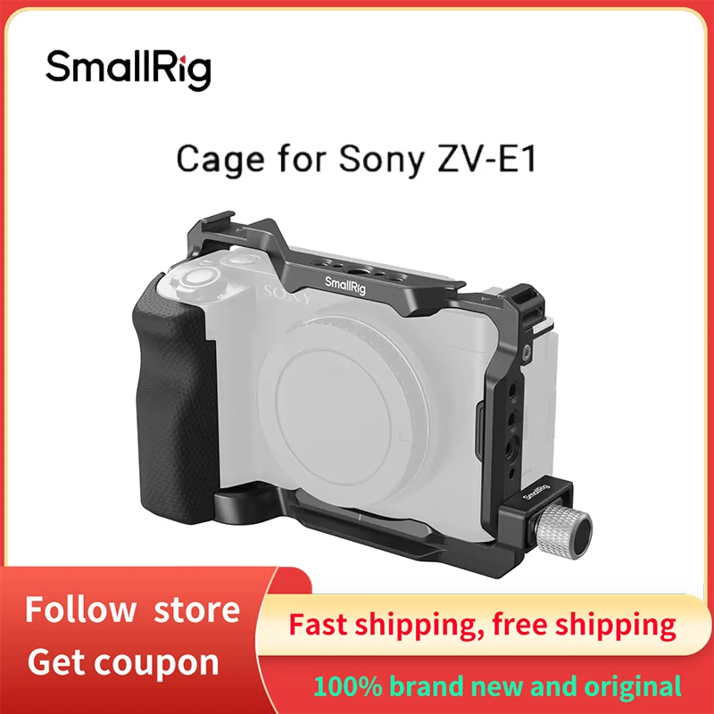 SmallRig Full Camera Cage Kit with Silicone Grip and Cable Clamp for HDMI Built-in Quick Release for Sony ZV-E1