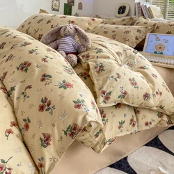 Vintage Floral Duvet Cover Set, 3pcs Botanical Bedding Garden Style Flowers Reversible Comforter Covers Luxury Soft Breathable