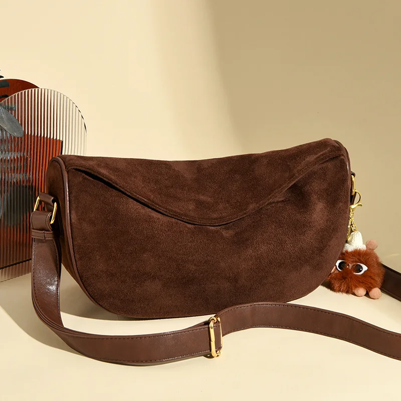 Faux suede Women Crossbody Bag Large Capacity Luxury Handbag Solid Soft Shoulder Bags Female Casual lady Hobos Bag burgundy