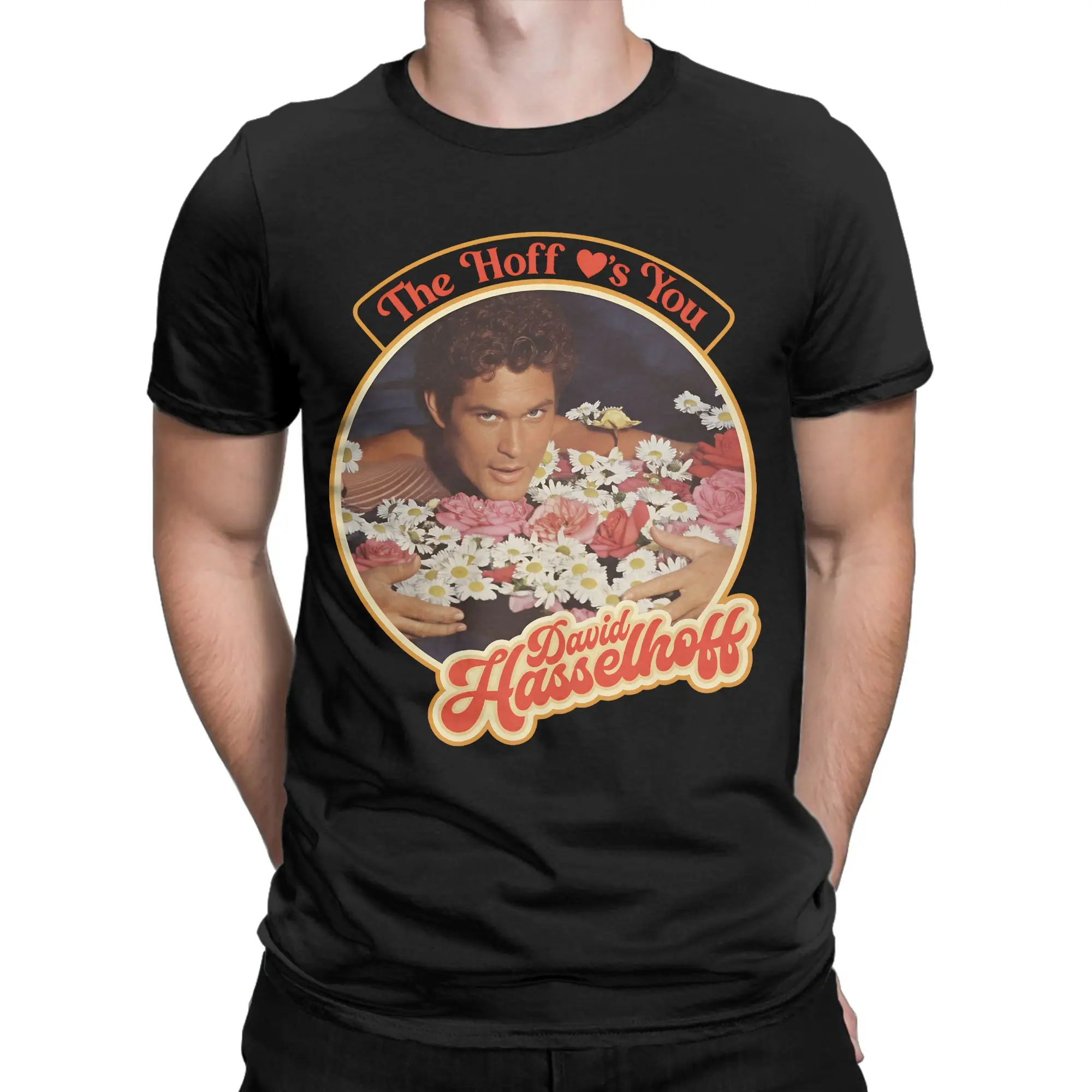David Hasselhoff T-Shirt für Herren, Baumwollkleidung, Vintage-Kurzarm-T-Shirts mit rundem Kragen, neu eingetroffene T-Shirts