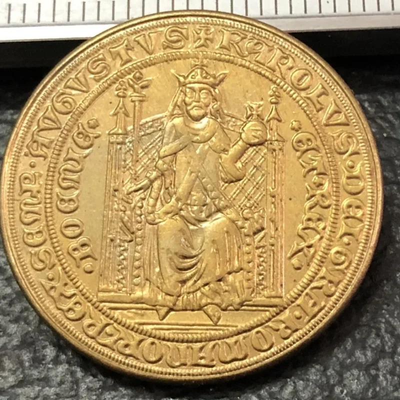 1978 Exonumia Bullion Czechoslovakia 2 Dukaty Charles IV Gold Token Copy 25mm