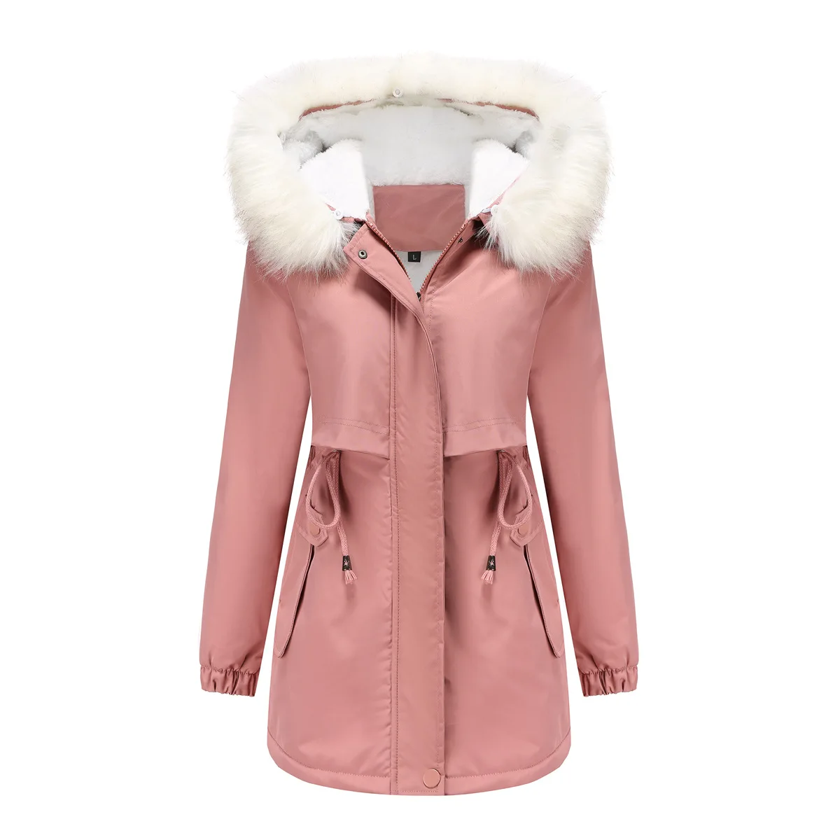 YJKDYK 2024 Women\'s Winter Jacket Female Velvet Hooded Cotton Jacket With Fur Collar Parka Women\'s Thicken Warm Padded Jacket