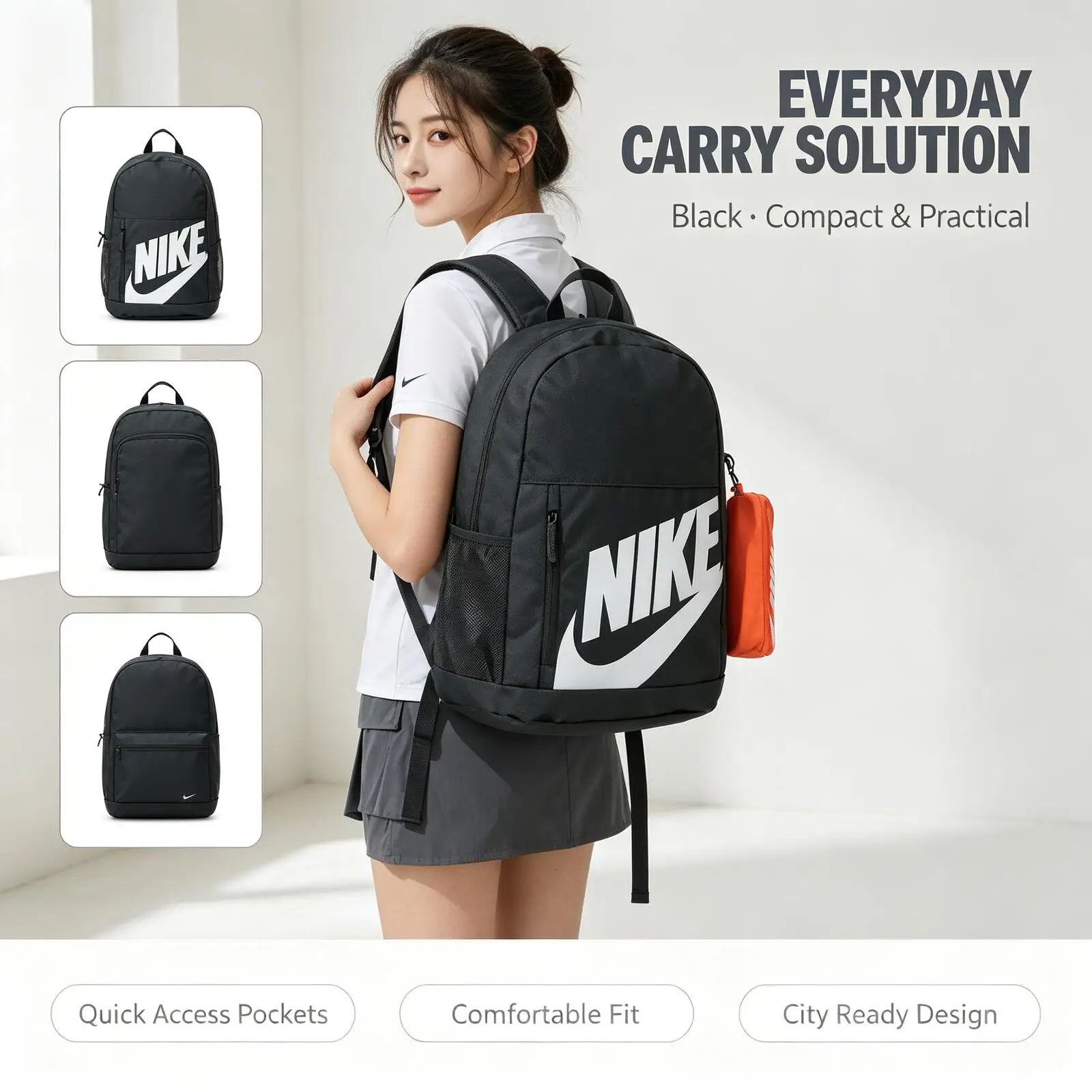 Nike Men's Women's Sports Bags, Large-Capacity Backpacks, Backpacks For Middle And High Students, Student School Bags Hj4186-070