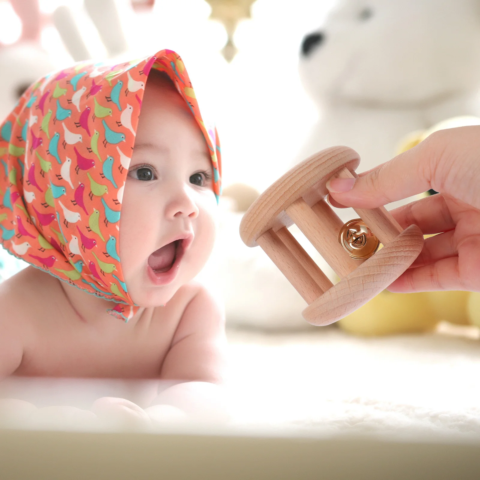 2Pcs Cute Baby Molar Teethers Wooden Chewable Round Edge Teething Aid for Healthy Tooth Growth Baby Molar Toys