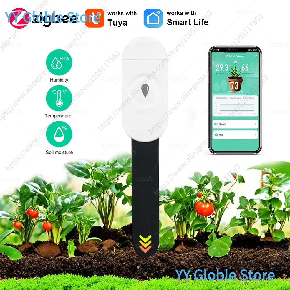 Sensor de Humedad Inteligente para Suelo, Higrómetro ZigBee WiFi, Medidor de Agua para Plantas de Jardín, Césped, Granja y Flores - Kit de Herramientas de Jardinería
