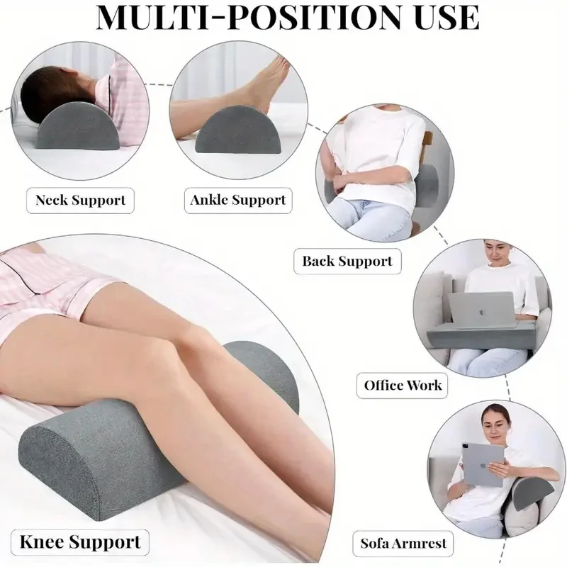 1pc Knee Pillow for Side Sleepers Memory Foam Leg Pillows Half-cylinder Leg Pillow for Waist Support & Maternity Shaping 2024