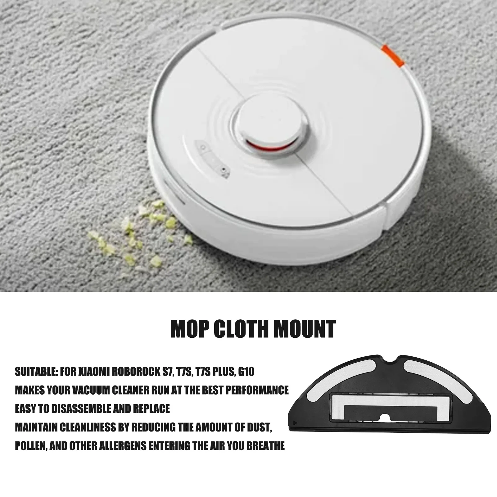 

Electrical Controlled Mop Mount Holder Vacuum Cleaner Accessory for Xiaomi Roborock S7 T7S