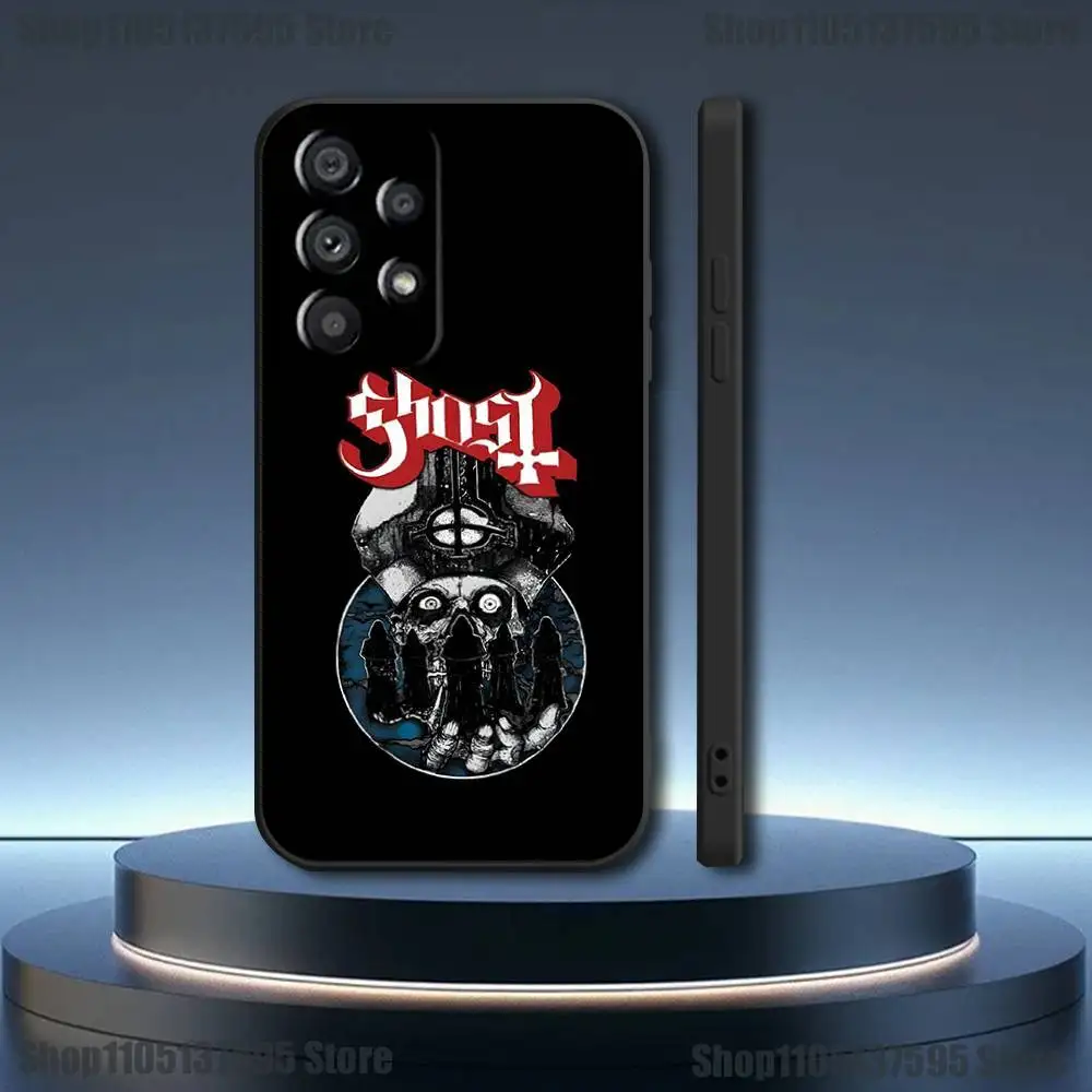 삼성 갤럭시 A73,31,32,72,41,53,52,71,22,5G,노트,J7,8,9 소프트 블랙 커버용 G-Ghost 헤비 M-메탈 밴드 폰 케이스