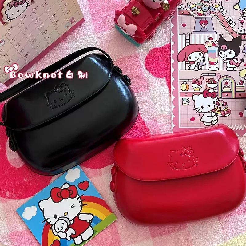 Hello Kitty czerwone torebki Crossbody Sanrio torby Crossbody dla kobiet Anime wszechstronna torba na telefon komórkowy prezent proste torby na ramię