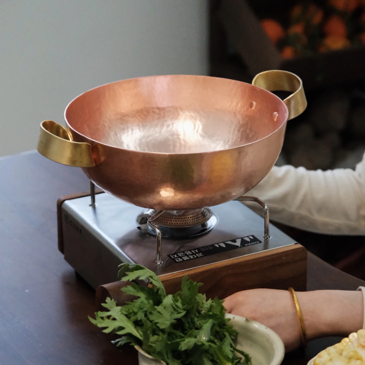 

Handmade copper binaural pot, pure copper rice noodle camping soup