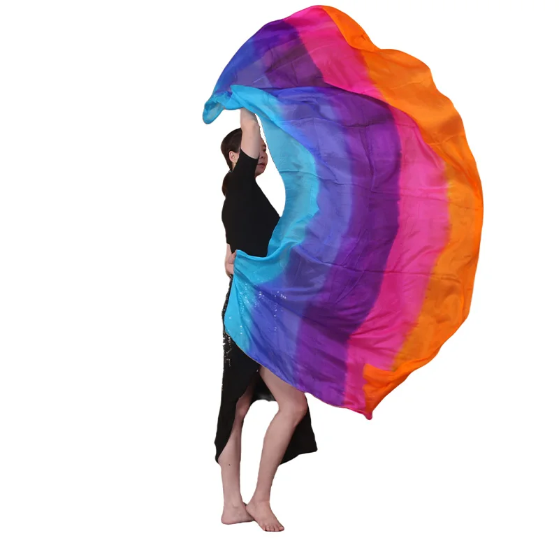 Seidenschleier Bauchtanzschal Farbverlauf Seidenschals für Damen Handgewebter Schal Farbverlauf 200cm 250cm 270cm Tanzaufführung – Detail 3