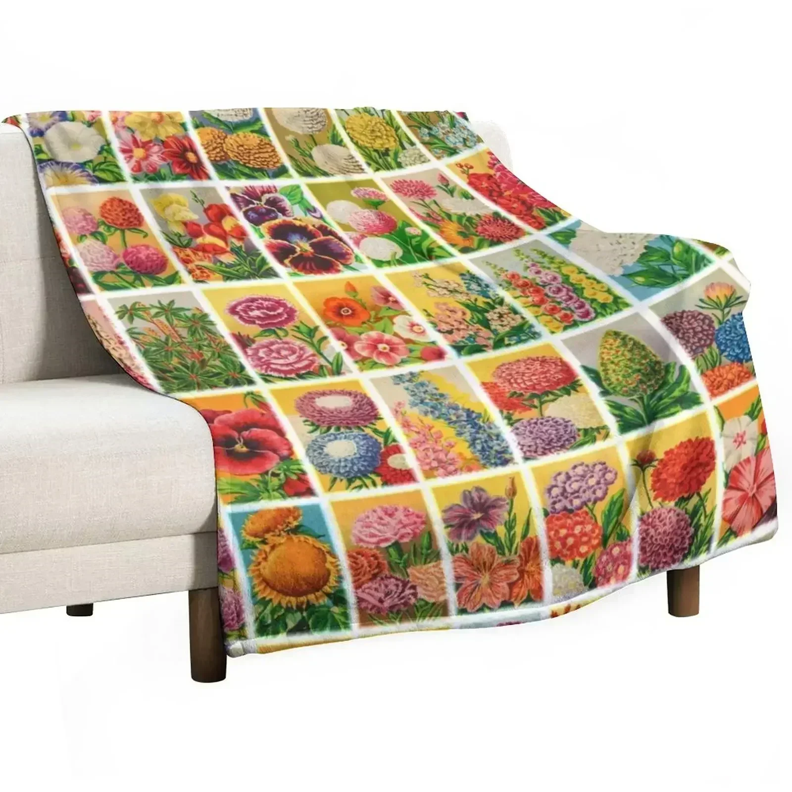 Vintage 1920s seed packet from France Throw Blanket Bed covers Extra Large Throw for winter Soft Plaid Stuffeds Cute Blankets
