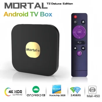 Mortal T2 스마트 TV 박스 Google 시스템 4K Ultra HD PK3528 Andriod 13.0 Allwinner H313 2GB16GB 듀얼 2.4G 및 5G 스트리밍 미디어 플레이어 