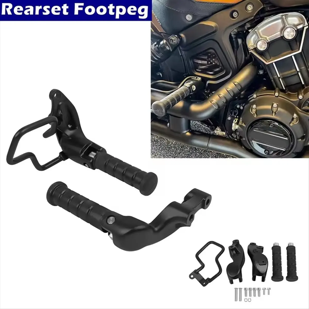 Super Sale Motorcycle Rearset Footpegs for Indian Scout 2015-2024 Scout Sixty 2016-2024 Scout Bobber Foldable Passenger Footrest