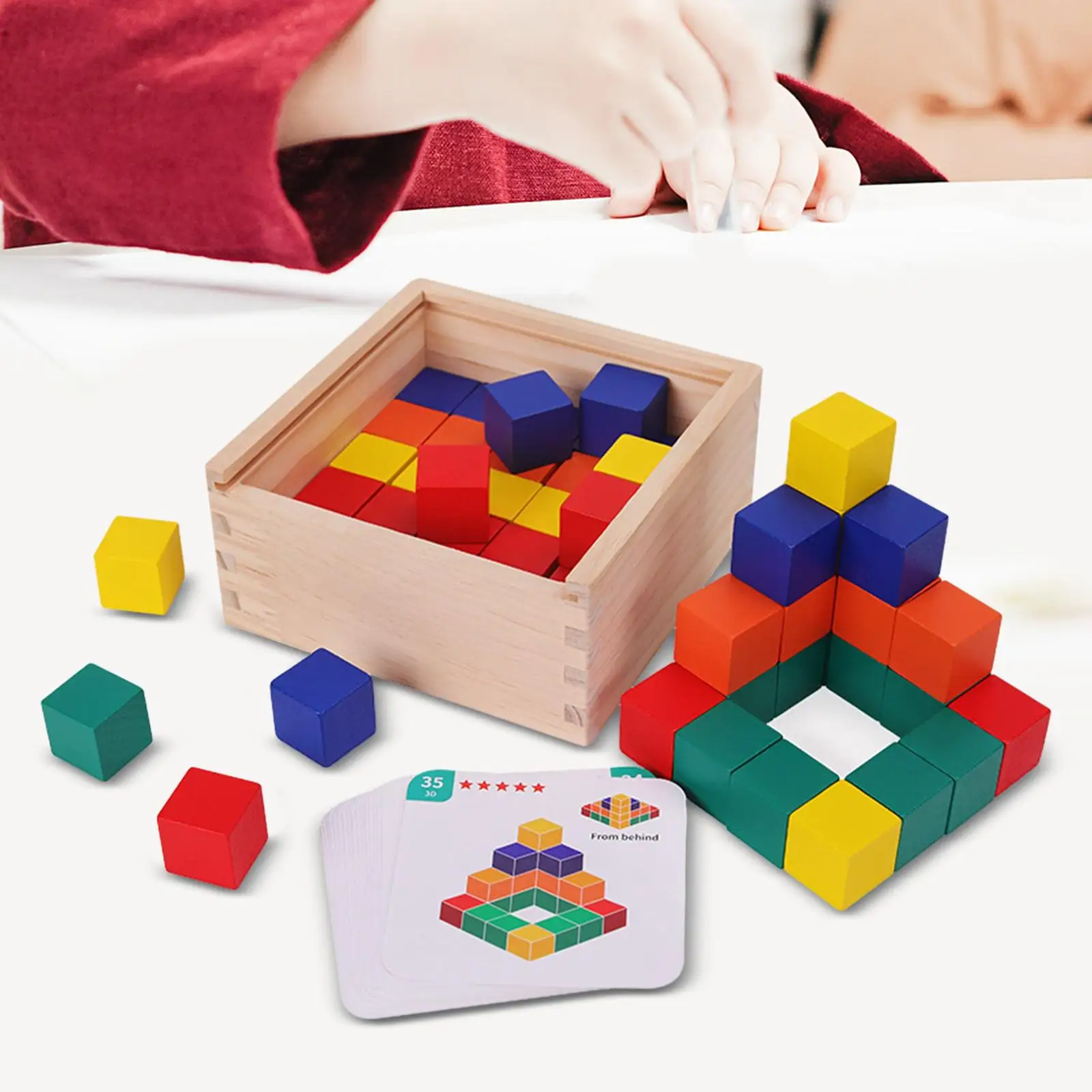 Wooden Colors Cube Multicolor Wooden Blocks for Preschool Toddlers Boy Girls