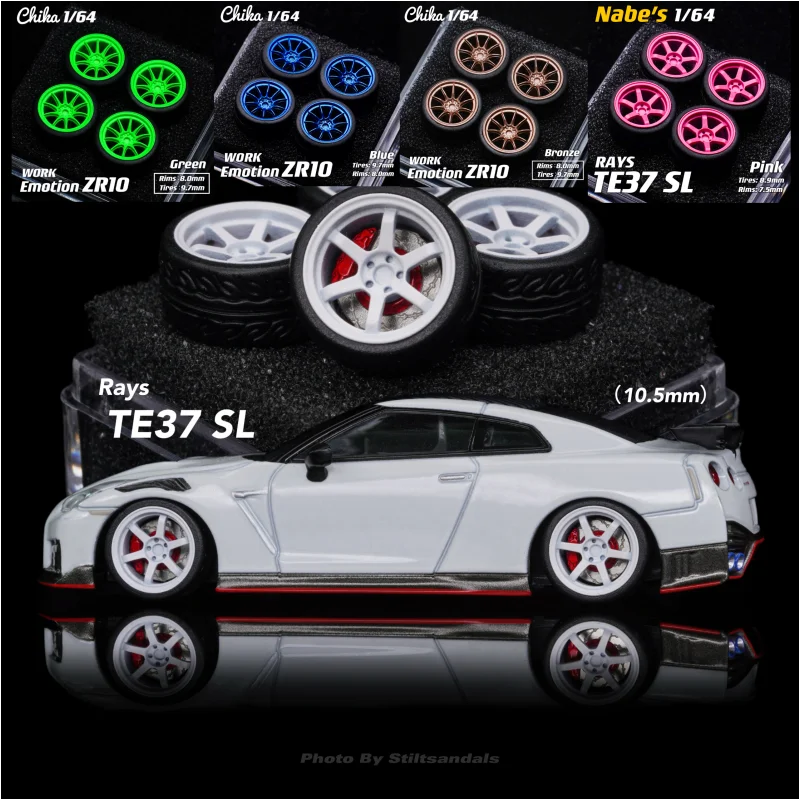 

1/64 Hot Wheels Modified Wheel Hub High Quality 10.5mm Abs Rubber Tire Brake Metal Rims Diameter Refitting Parts For Model Cars