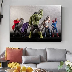 Pintura en lienzo de superhéroe divertido para decoración de pared de baño, póster de Spiderman, Hulk, Thor en el inodoro, imagen de decoración de habitación del hogar