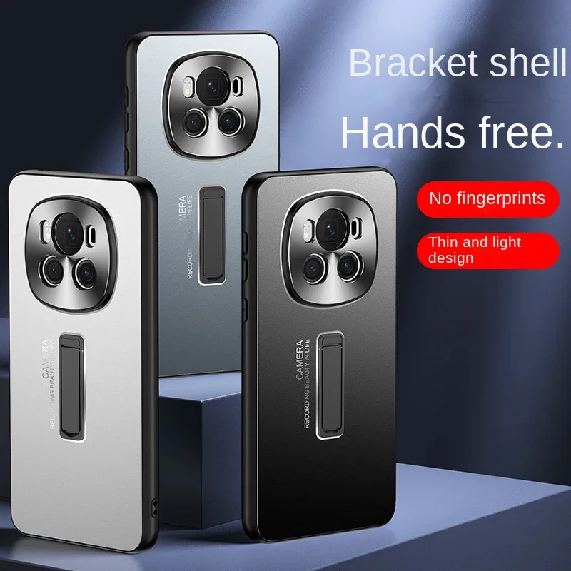 

Phone Case For Honor 50 90 Lite 200 Pro X9C X9 5G Magic 5 6 Pro Metal Holder Camera Bracket Buckle Frosted Back Phone Cover