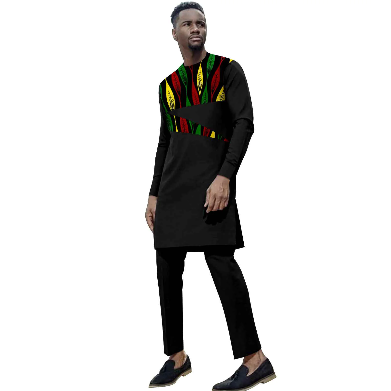 White Kaftan Men's Suit Embroidery Floral Top Pants Kaunda Suit African Casual Outfits Wear Traditional 2PCS Set Wedding Tuxedo