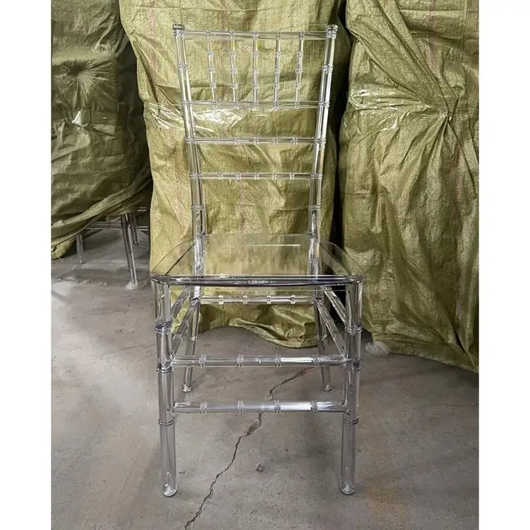 * Crystal Transparent Hotel Banquet Chairs Resin Wedding Chiavari Chairs for Garden Stackable Wedding