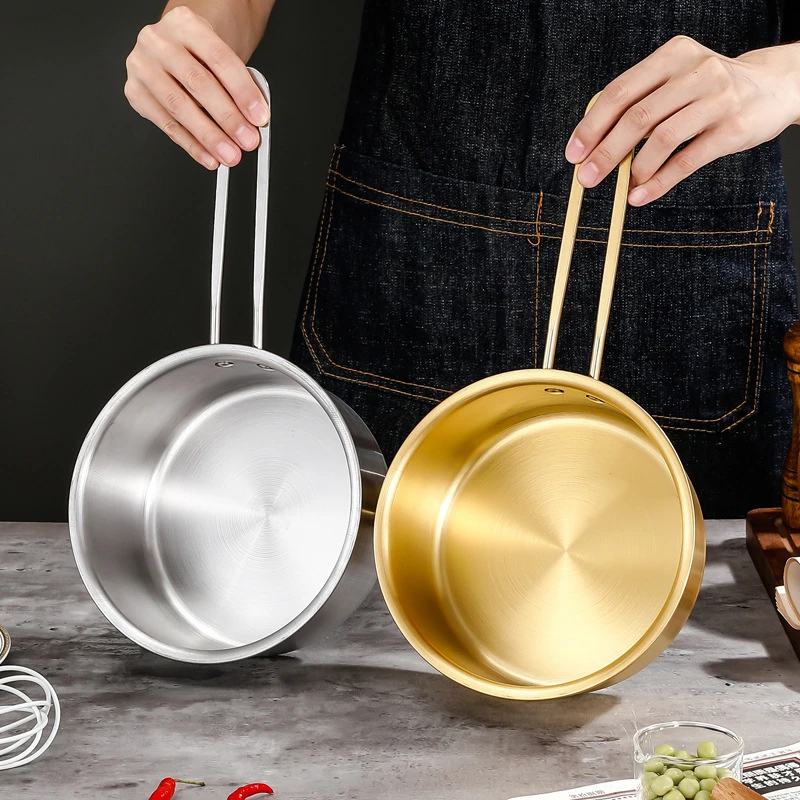 Stainless Steel Soup Milk Pot for Baby Kitchen Hot Oil Splashing Pan Boiled Eggs Instant Noodles Saucepan Cooking Flat Cooker