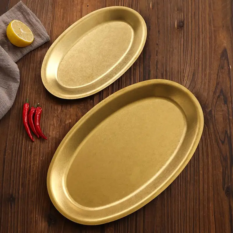 Multi-Size Stainless Steel Dinner Tray Lunch Container Snack Dish Dumpling Plate Appetizer Serving Fries Platter Kitchen Gadgets
