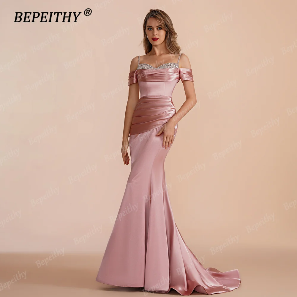 BEPEITHY Customized Sweetheart Special Occasion Formal Evening Dresses 2023 Short Sleeves Beading Mermaid Party Prom Gown Women