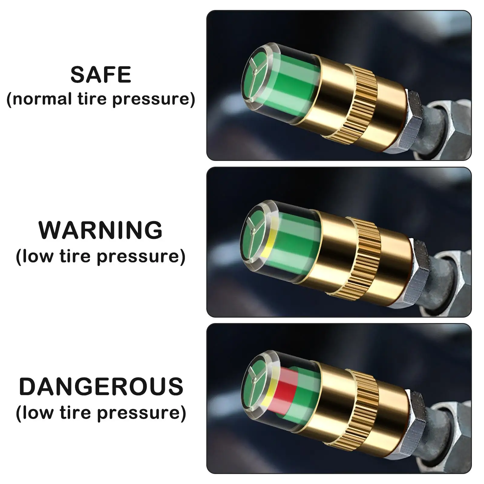 【Local Stock】4PCS/set 2 Color Eye Alert monitoring Tire Pressure Tools 4Pcs 2.4 Bar Car Tire Pressure Monitoring Valv Cap Cup