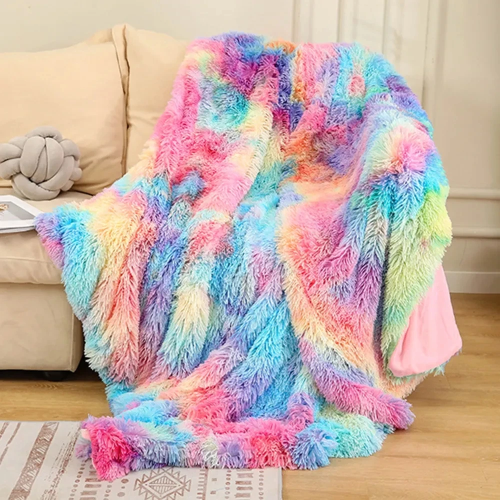 Colour Super Soft Long FauxSofa Blankets Gift Fur Coral Fleece Blanket Warm Plush Cozy With Fluffy Sherpa Throw Blanket Bed