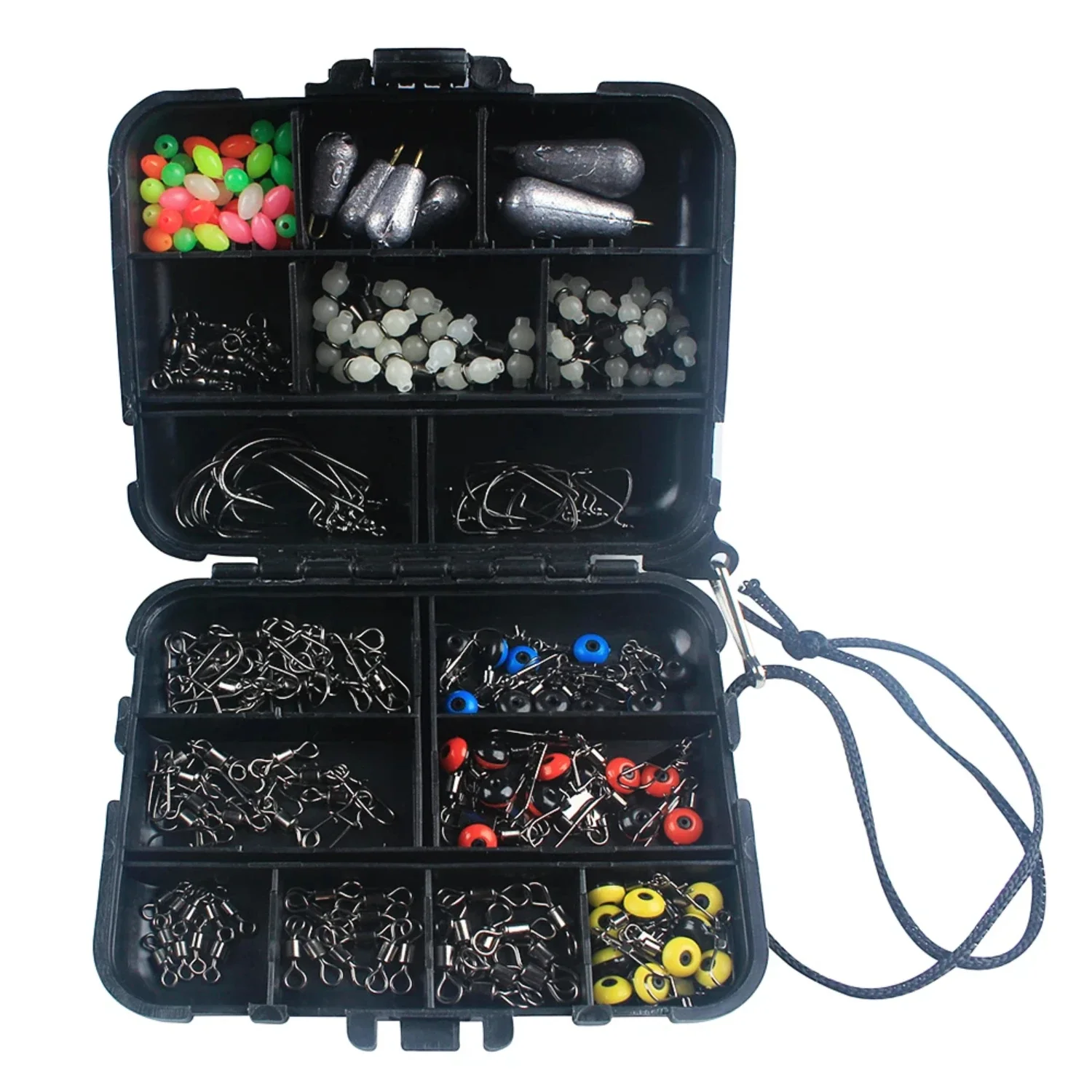 177pcs Fishing Accessories Kit Crank  Sinker Weights Swivels Snaps Connectors Beads Fishing Tackle Box Set