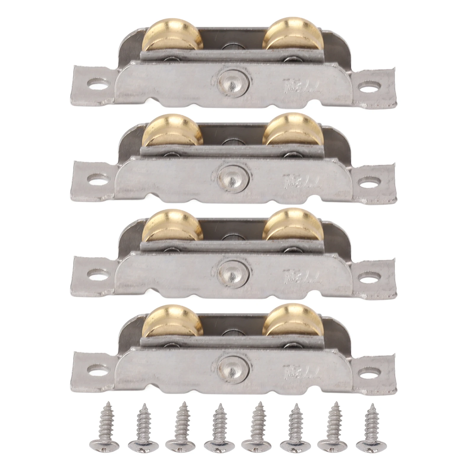 4 STKS Schuifdeur Terrasdeur Roller Montage Roestvrij Staal Koper Kogellager Wiel Roller Montage voor Glazen Deur