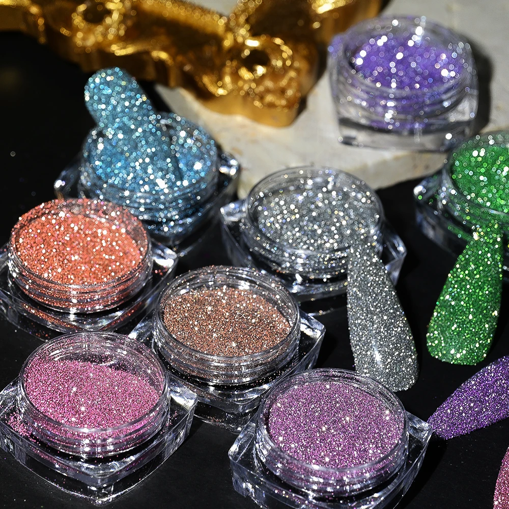 1Jar Reflecterende Glitter Nagelpoeder Pailletten Sparkly Flash Crystal Pigment Dip Chrome Poeder Nagels DIY Dust Nail Art Decoratie