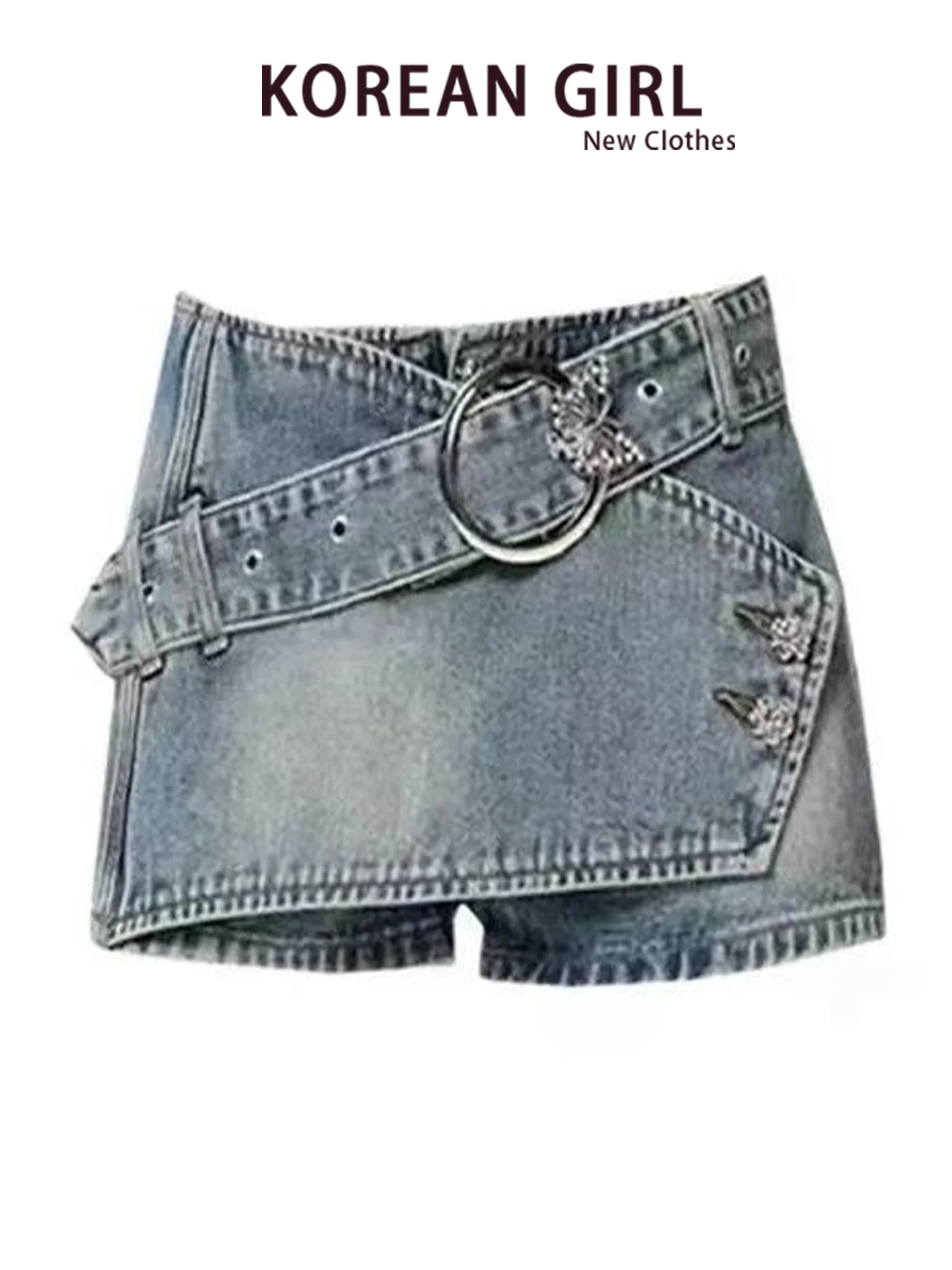 American Style Spicy Girl Irregular Low Waist Denim Skirt Women's 2026 Autumn Design Sense  Skirt Bodycon Shorts