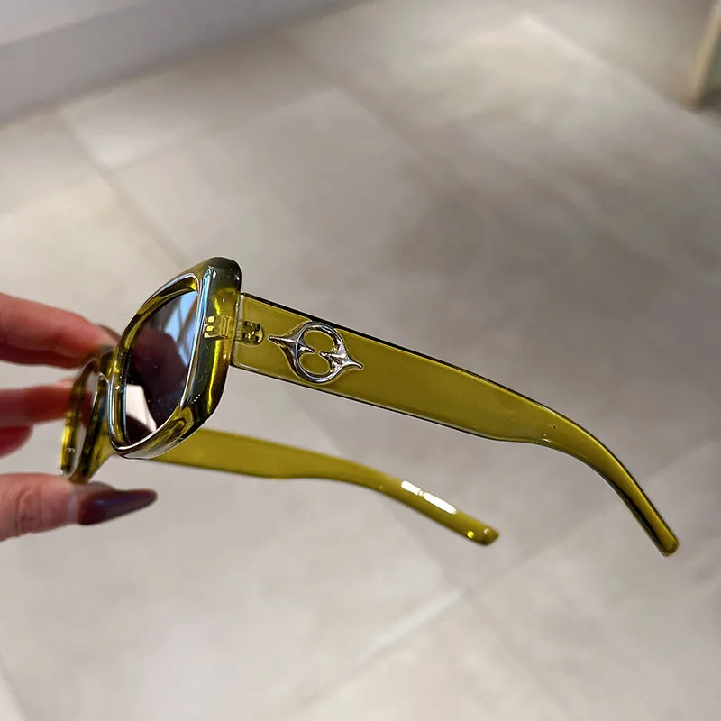 KAMMPT Vintage Rectangle Men Women Sunglasses Fashion Ins Popular Candy Color Shades Eyewear Trendy UV400 Protection Sun Glasss