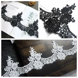 Polyester Embroidered Net Lace Fabric, Water Soluble, Black, White Lace Trim Ribbons, DIY Sewing, Handmade Craft Materials