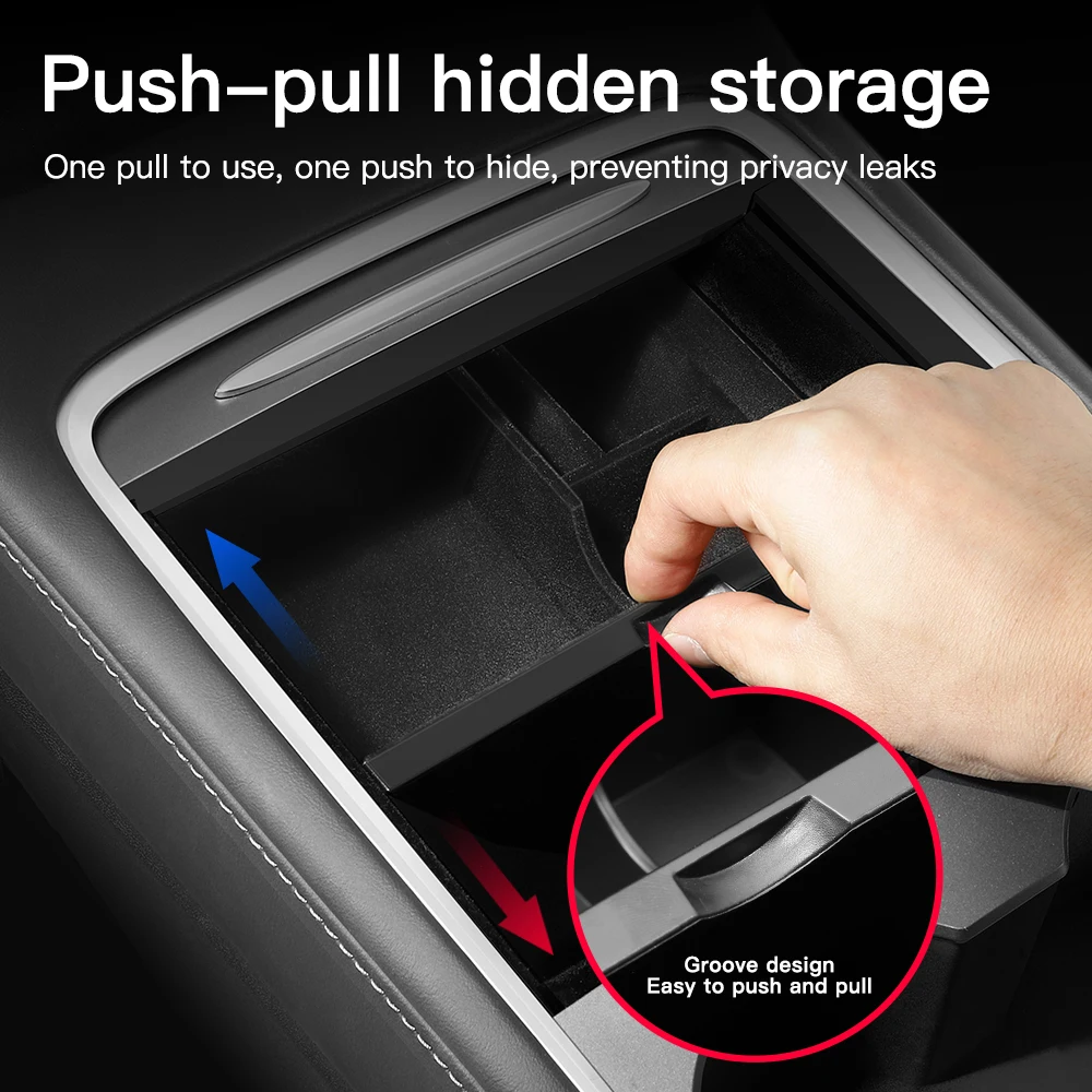 YZ For Tesla Model 3 Medel Y Storage Box Center Armrest Hidden Box Cup Holder Organizer 2023 2022 Car Accessories