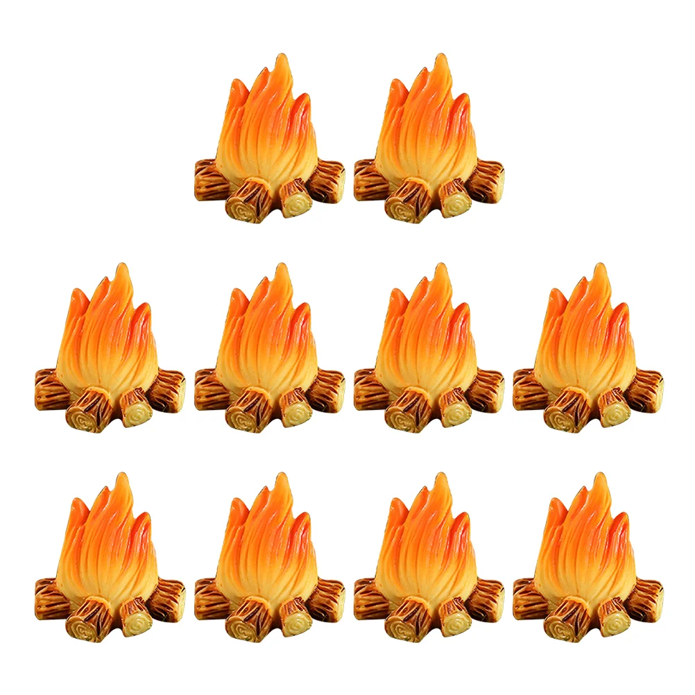 

10 Pcs Fire Ornaments Small Artificial Plants Resin Campfire Model Micro Fake Decoration Statue Landscaping