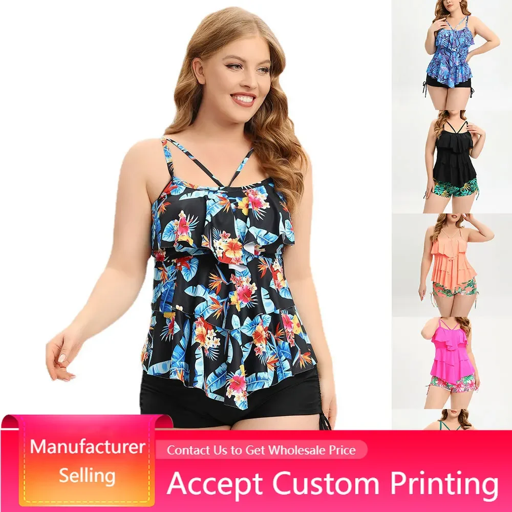 

Women Swimsuits Summer Two Piece Bathing Suits Print Backless Sleeveless Sling Quick Drying Swimwear Plus Size Sexy Bikini Sets