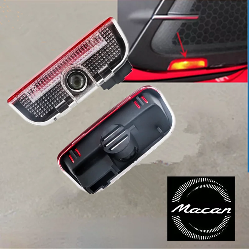 2psc led porta do carro luz de boas-vindas projetor fantasma sombra lâmpada acessórios para macan 95b 2014 2015 2016 2017 2018 2019 2020 - 2023