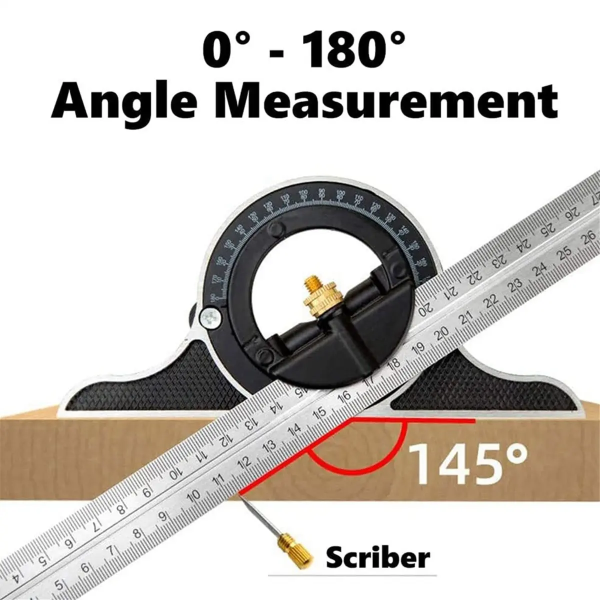 AA77 NEW  Square Ruler Set Kit 300mm (12inch) Adjustable Engineers Combination Try None Right Angle Ruler with Spirit Level